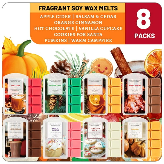 LA BELLEFÉE Scented Wax Melts 8 Pack, Assorted Holiday Scents for Wax Warmers