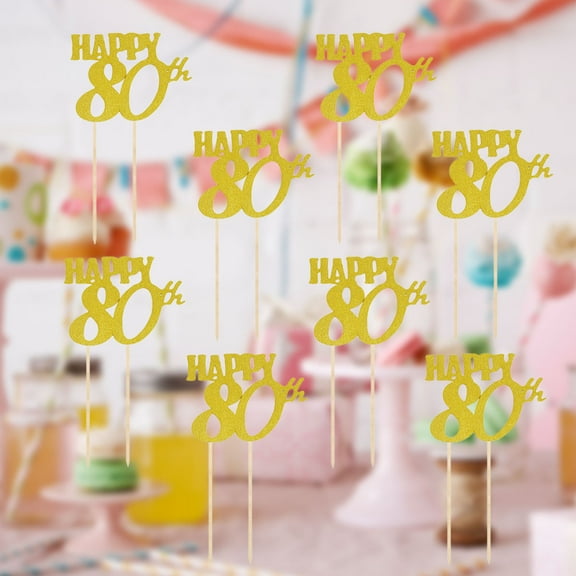 USHOBE Letter for Cake Sticks Birthday Cake Toppers Golden Paper 12Set