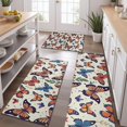 thumbnail image 2 of Colorful Butterfly Leaf Beige Pattern Kitchen Rugs Sets Of 3,Kitchen Runner Rugs Non Skid Washable,Decorative Kitchen Floor Mats for Kitchen,Sink,Laundry,17"x30"+ 17"x47" + 17"x59", 2 of 6