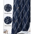 thumbnail image 3 of Wavy Lines Blackout Curtains for Bedroom Living Room Darkening Curtains 84 Inch Length 2 Panels Set Abstract Minimalist Pattern Navy Blue Window Curtain Window Treatment Grommet Drapes 42"x84", 3 of 9