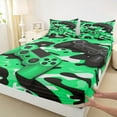 thumbnail image 3 of Feelyou Green Game Controller Queen Sheet Sets, Fashion Camo Abstract Flat Sheet, Cartoon Gamepad Theme Queen Fitted Sheet, Luxury Bedroom Decor, 4-Piece, 3 of 7