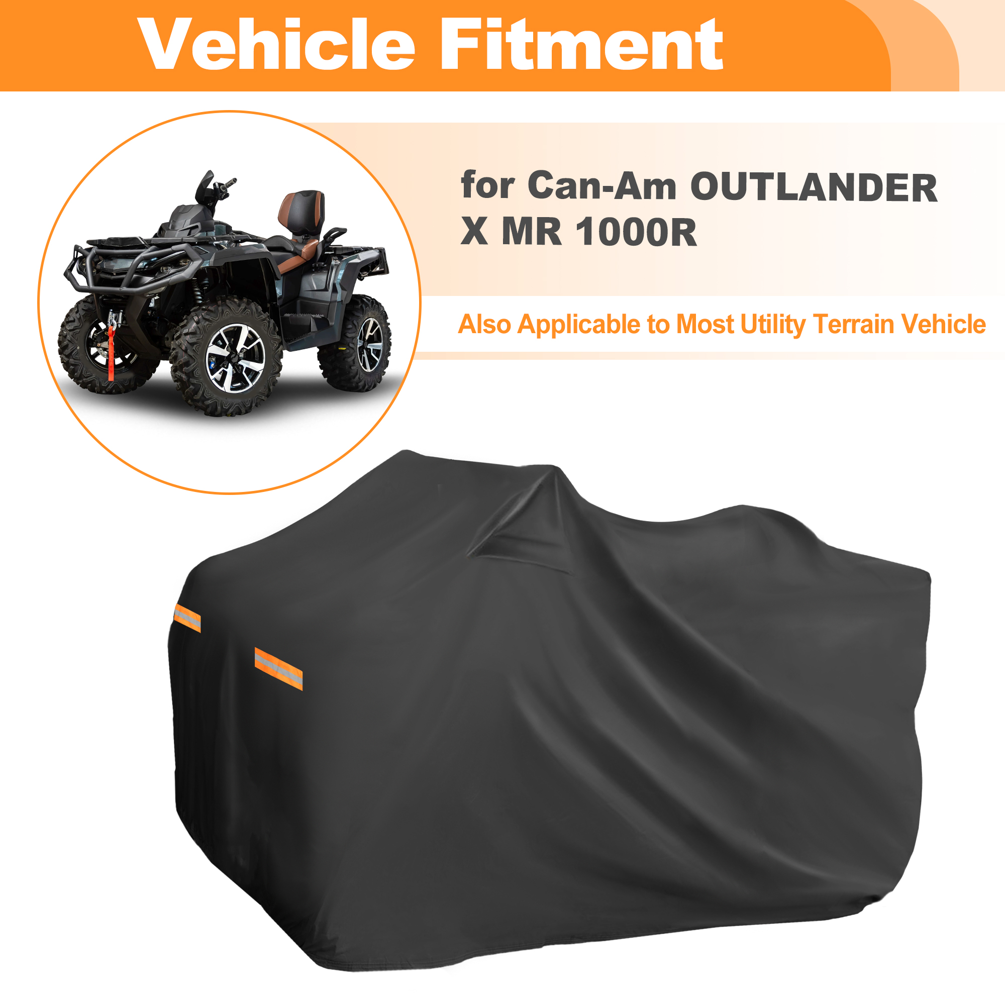 Unique Bargains 210D-PU ATV Waterproof Quad Cover Black for Can-Am OUTLANDER x MR 1000R