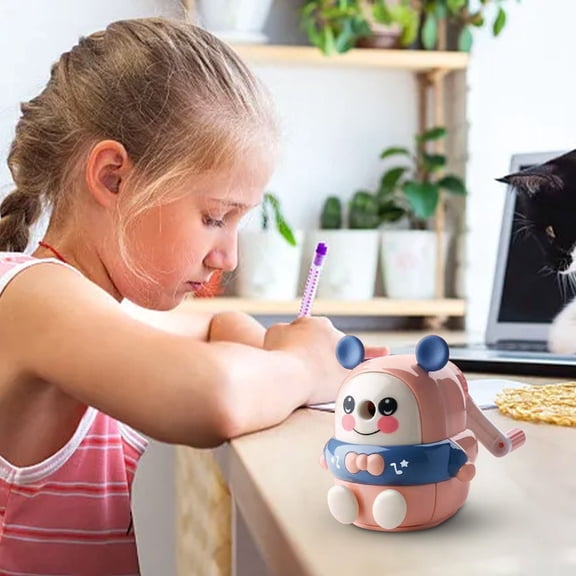JMKQLZ Automatic Pencil Sharpener, Cute Hand Cranked Pencil Sharpener for Youngster, Back to Supplies