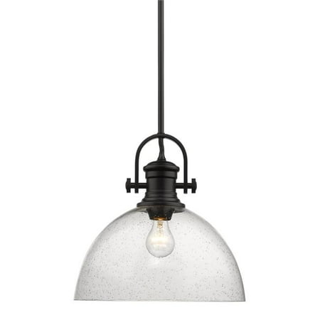 

1 Light Hines Pendant - Black with Seeded Glass