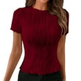 thumbnail image 1 of Timegard Hauts d'Été pour Femmes Col Ras du Cou Manches Courtes Blouses Ajustées Hauts Business Décontractés T-Shirts Basiques, 1 of 5
