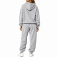 thumbnail image 3 of 2 Piece Fall Sets for Women Fall Drawstring Joggers Matching Long Sleeve Hoodies Lounge Cozy 2026 Outfits with Pockets Gray 2XL, 3 of 6