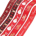 thumbnail image 2 of Christmas Grosgrain Ribbon,35.8 Inch Ribbon 5 Rolls Totally 5 Yards Holiday Red White and Green Metallic Glitter Fabric Ribbon Set with Merry Christmas Patterns Perfect for Gift Wrapping,Craft(#006), 2 of 8