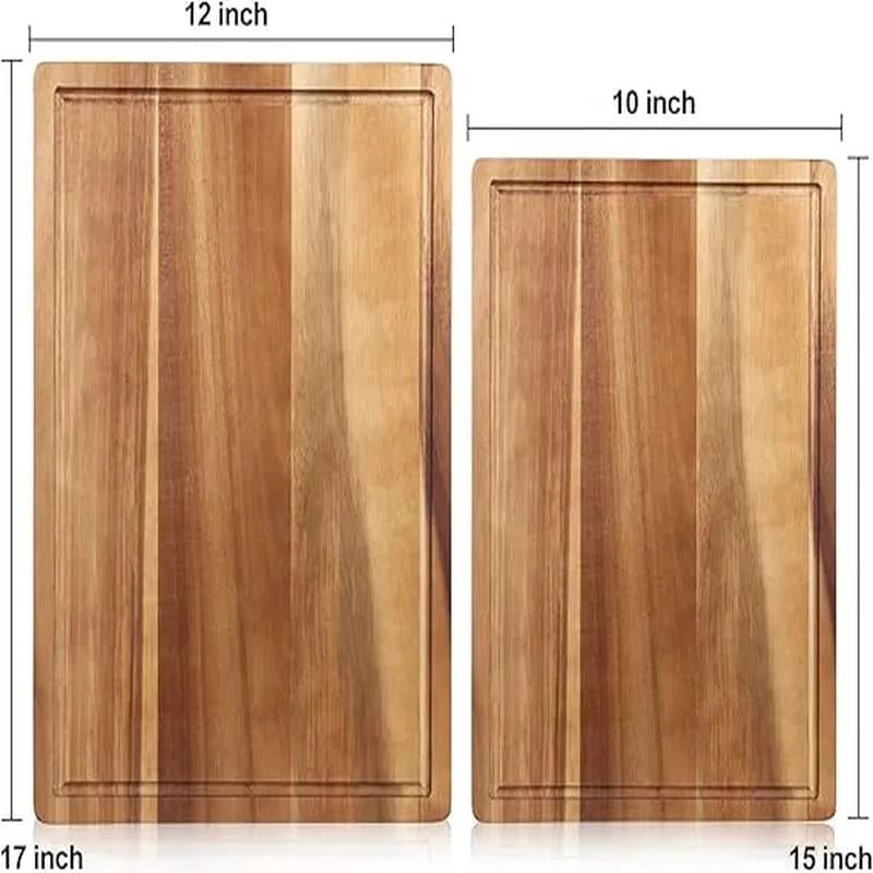 Solid Acacia Wood Cutting Boards for Kitchen Decor Wooden Charcuterie Board Meat Cheese Boards Butcher Block Pizza Bread Serving Board Hardwood Chopping Board Non Toxic Teak