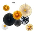 thumbnail image 3 of Abanico plegable de 8 piezas, decoración para colgar en la pared, abanicos de papel redondos, recuerdo de fiesta de cumpleaños, suministro de Kits de decoración para fiestas Dorado de oro negro Moyic HA072555-05, 3 of 6