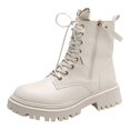 thumbnail image 1 of B91xZ Bottes Chelsea Plateforme Confortables à Enfiler Imperméables en Cuir, Beige 6.5, 1 of 4
