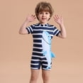 thumbnail image 4 of GYRATEDREAM Boys Swimsuit One Piece Kid Swimsuit Boys Short Sleeve Rash Guard Swimsuit UPF 50+ Sun Protection Bathing Suits,Size 5-6 Years, 4 of 7