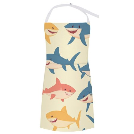 

ZZZHY Calm Shark Smiling-47 Apron with Pockets Adjustable Aprons for Men/Women Waterproof Chef Aprons for Kitchen Gardening Cooking BBQ Baking Halloween Thanksgiving Christmas