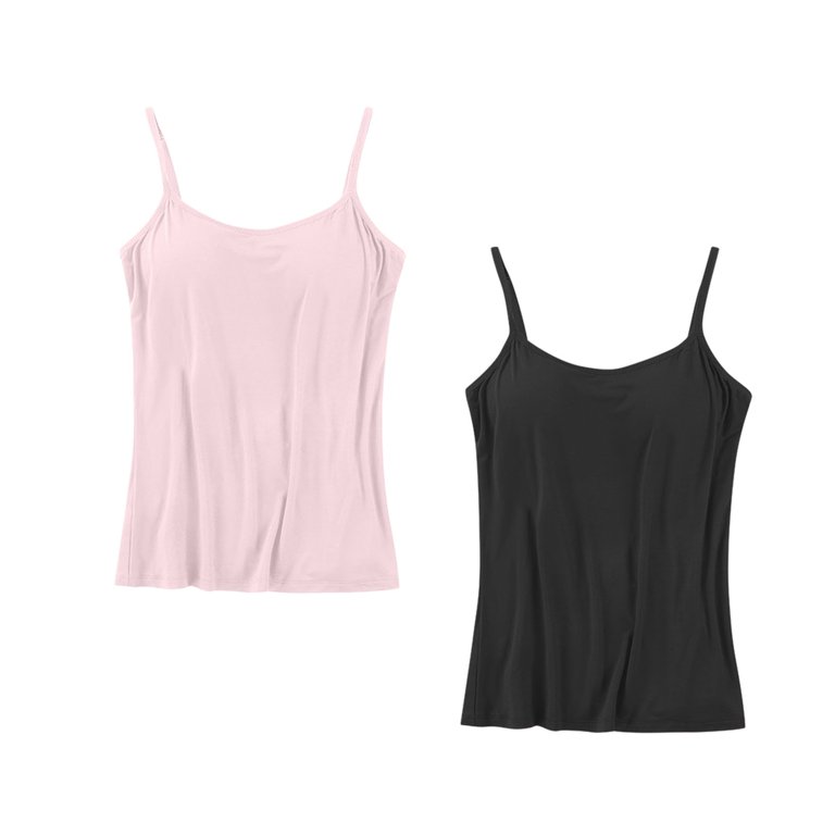 APEXFWDT 2 Pack Womens Modal Built-in Bra Padded Camisole Yoga