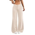 thumbnail image 3 of Women's Low Rise Wide Leg Trousers Solid Color Baggy Dress Pants Dressy Low Waisted Business Casual Work Loose Plain Going Out Pants Trendy Womens Pants 2026 Beige L, 3 of 8