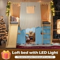 thumbnail image 4 of Aukfa Full Size Loft Bed with Slide, Tent, Sills & LED Lights, Solid Wood House Loft Bed for Kids, Blue, 4 of 8