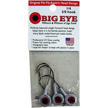 Lead Jig Head - Fle-Fly Big Eye Jig Head, 1/4 oz, Natural