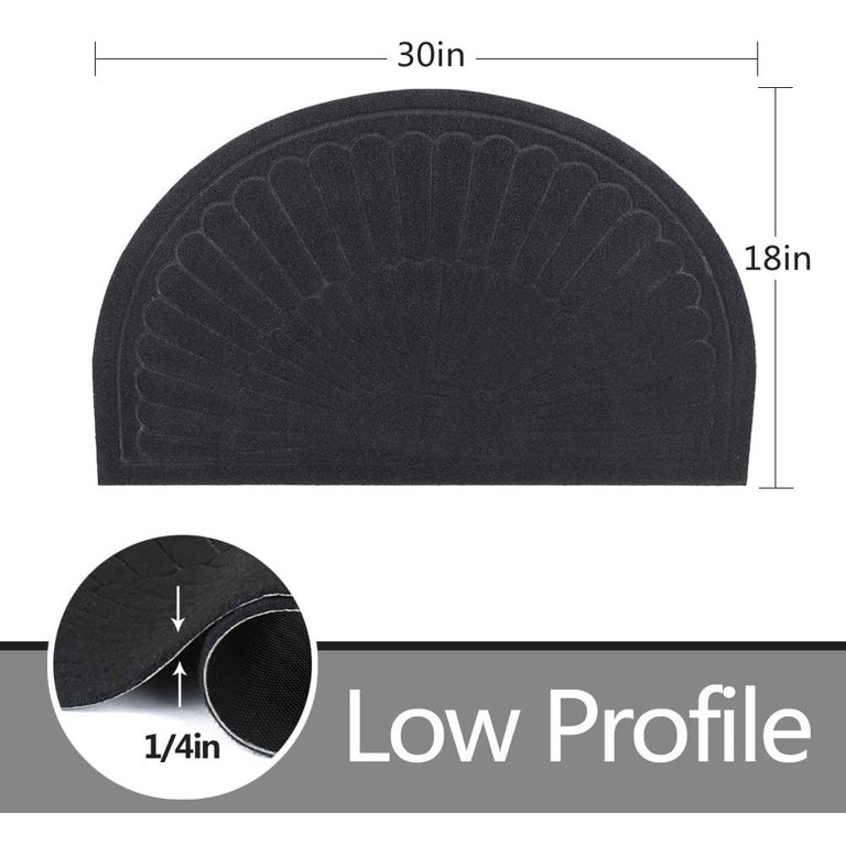 Rubber Doormat Indoor Outdoor Half Round Door Mat Set of 2 Low Profile  Doormat