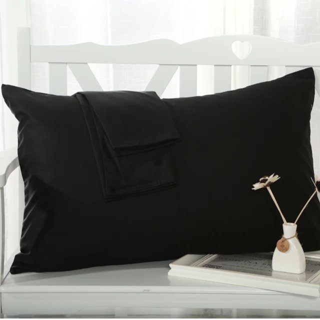 DEKAXID - 2 fundas de almohada de hotel 100 % algodón, color liso, 48 x 74 cm, tamaño estándar, grado A