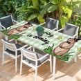 thumbnail image 2 of Groundhog Day Table Cloths for 8 Foot Rectangle Tables, Green Plaid Spring Botanical Star Yellow Patio Waterproof Elastic Fitted Tablecloths, Washable Rectangular Table Cover for Camping, 2 of 8