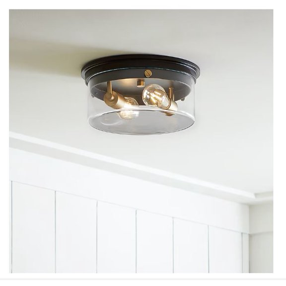 allen   roth Fenland 1-Light 12-in Matte Black Flush Mount Light