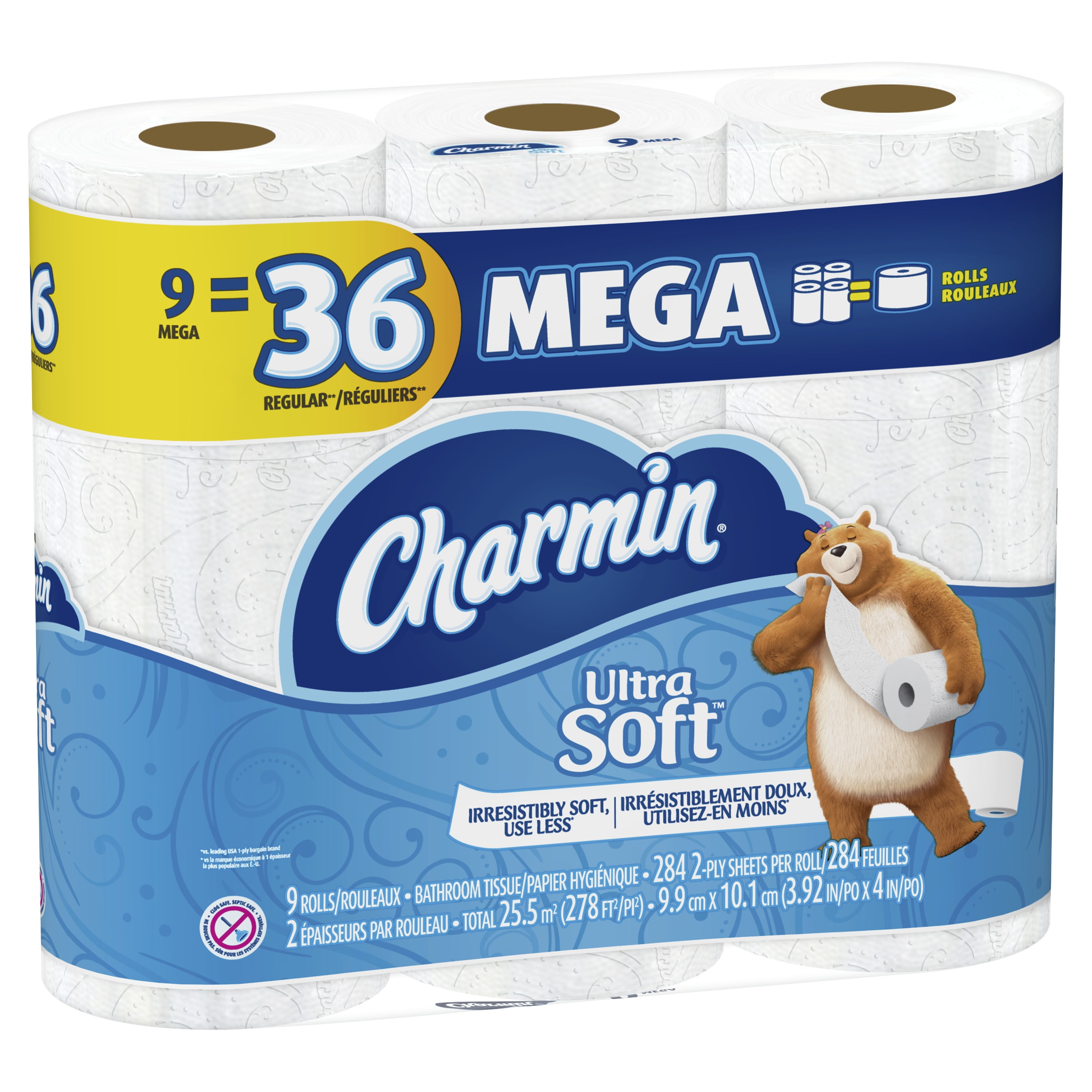 Charmin Ultra Soft Toilet Paper 9 Mega Rolls 284 Sheets Per Roll