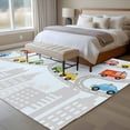 thumbnail image 4 of Blue Childlike Fun Area Rugs 5'x7', Washable Small Throw Rugs for Laundry Room Playroom, Abstract Modern City Car Silhouette Indoor Outdoor Rug Non-Slip Low Pile Carpet Runner Reversible Floor Mats, 4 of 8