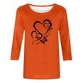thumbnail image 4 of Heisall Women's Spring Autumn Tops 3/4 Sleeve Round Neck Casual Fashion Blouses Orange Festival Print Shirts, 4 of 4
