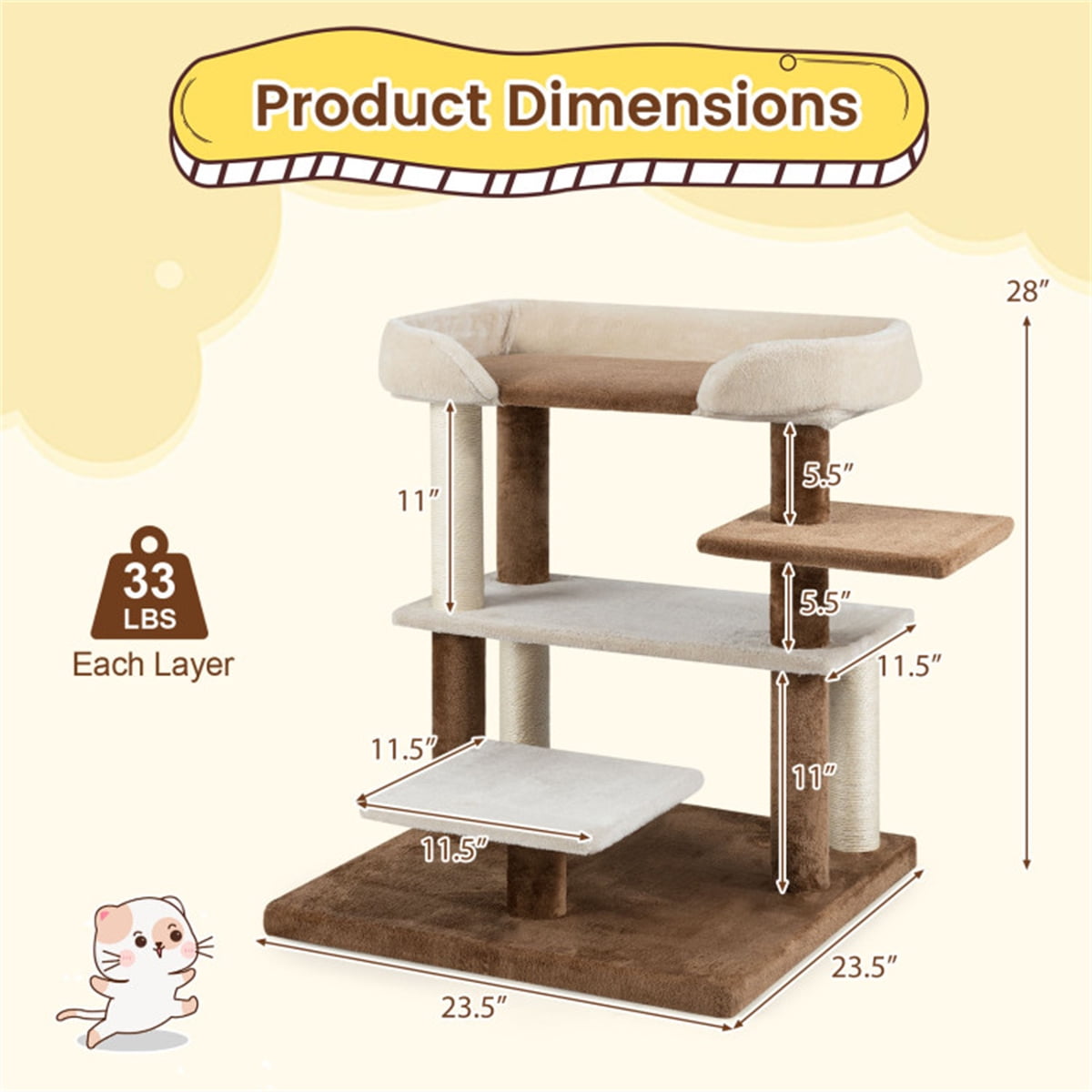 2-in-1 Cat Steps & Scratching Post, 4-Tier Pet Stairs for Small Senior Cats & Dogs, Sisal Scratching Posts, Compact 28”H, Space-Saving, Multi-Functional Pet Furniture, Gray