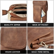 FEKOTS Unisex PU Mini Crossbody Bag, Brown,womens bag personalized