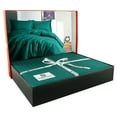 thumbnail image 6 of Petrol Green Satin Duvet Cover Set, 100% High Quality Turkish Cotton Queen Size Set, 1 Duvet Cover, 1 Fitted Sheet and 2 Pillowcases, Hypoallergenic, Breathable, Satin Bedding Set, Machine Washable, 6 of 6