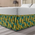 thumbnail image 1 of Banana Bed Skirt, Exotic Fruit Arrangement on a Blue Toned Background Retro Style Hawaiian, Elastic Bedskirt Dust Ruffle Wrap Around for Bedding Decor, 4 Sizes, Mustard Pale Blue Fawn, by Ambesonne, 1 of 2