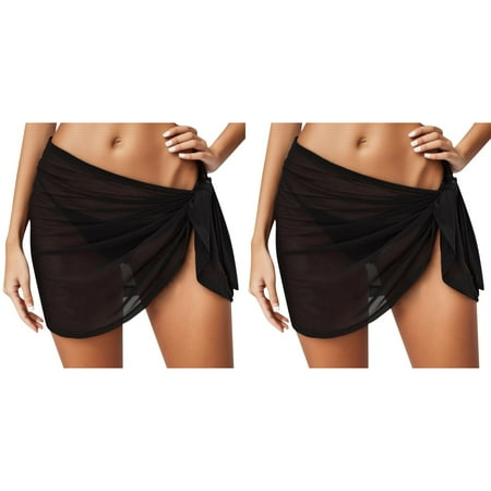 2 Pack Women Sheer Wrap Knot Cover Up Skirt Without Bikini Beach Wrap Bikini Shiny Wraps Cover Ups For Swimwear Womens Kimono Cover Ups for Swimwear Bathing Suit Cover Ups for Women Long Swimming