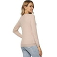thumbnail image 3 of LANPULUX Women's Knit Sweaters 100 Wool Long Sleeve Crewneck Pullover Sweaters Lightweight, Camel, 3 of 6