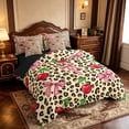 thumbnail image 2 of Manfei Cute Bow Cherry 7-Piece Twin Bedding,Brown Cheetah Print Bedding Comforter Set,Black Reversible, 2 of 7