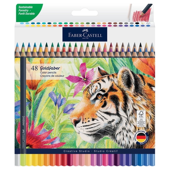 Faber-Castell Goldfaber Color Pencils | Back to School Art Supplies | Drawing & Sketching – Smooth Laydown, Break-Resistant Cores (48 Count)