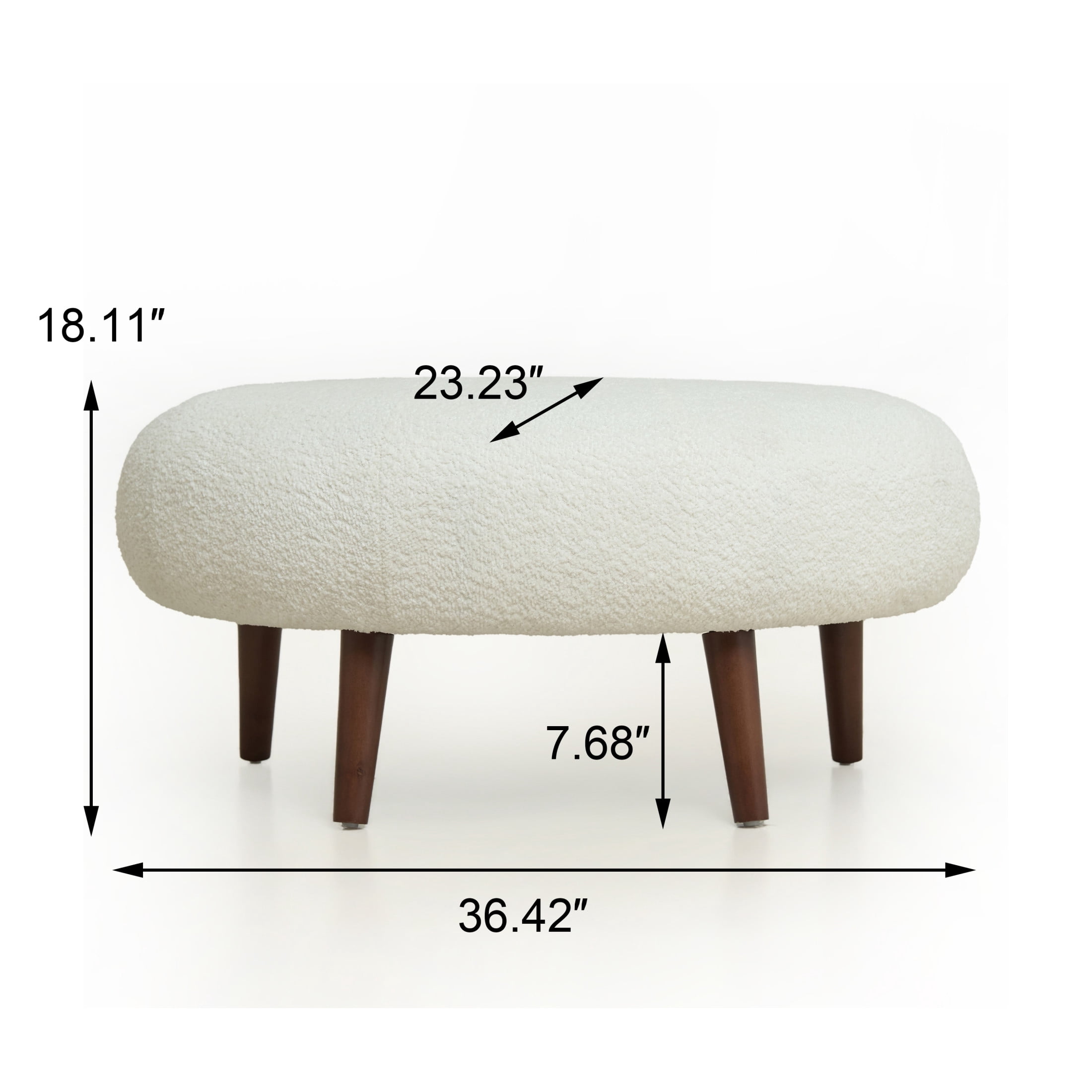Noble House Kilby Nordic 36" Chenille Bucket Accent Chair with Ottoman, Lazy Lounge Club Chair for Living Room, White