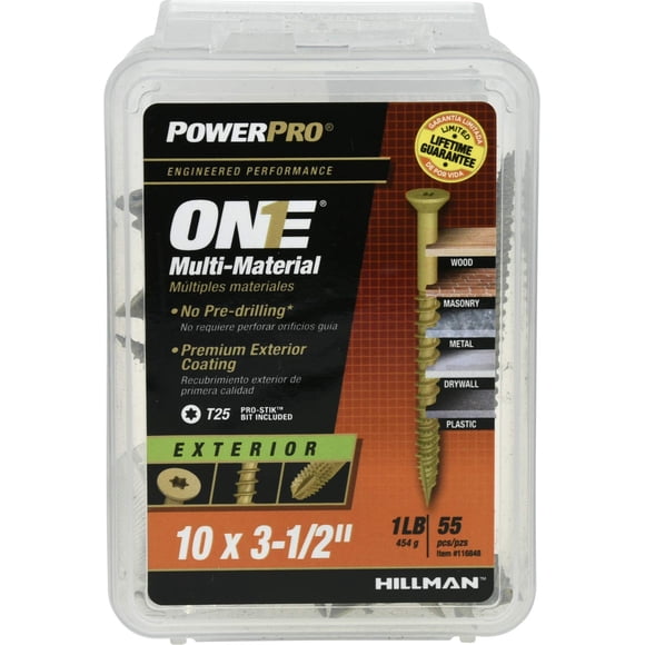 Screw Power Pro One #10 x 9 cm, caja de bronce multimaterial