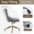 thumbnail image 4 of Grey Velvet Home Office Desk Chair with Wheels & Gold Base, Modern Swivel  Office Chair Vanity Chair Task Chair, Upholstered Adjustable Wingback Armless Desk Chair for Home Office,Bedroom,Grey, 4 of 8