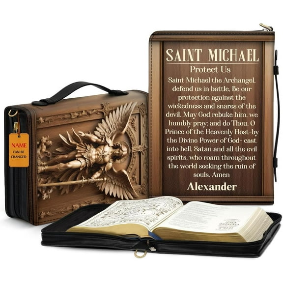 Bible Covers - Bible Cover for Pastor - Christian Bible Cover with Faith Scripture - Religious Appreciation Gifts - Saint Michael (A - Saitn Michael, Large)