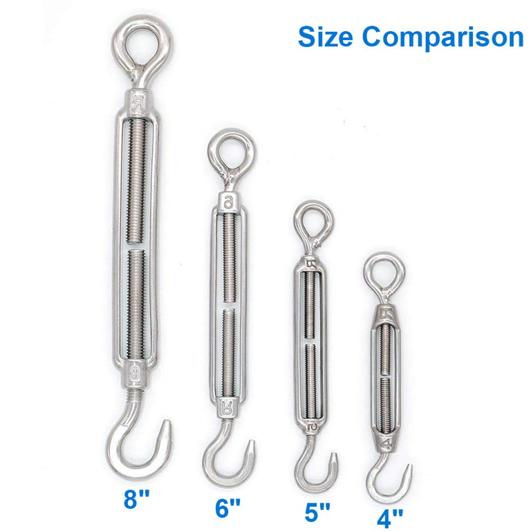 Turnbuckles Hook, 304 Stainless Steel Turnbuckle Heavy Duty Wire Rope Tension Cable Railing Kit for Sun Shade Tent Installation(M