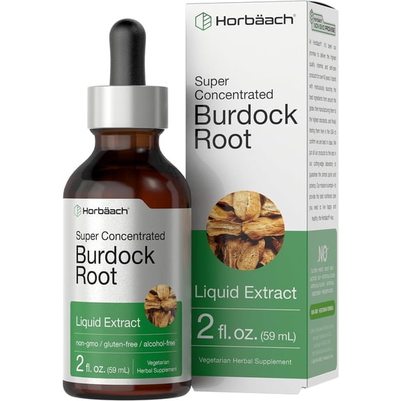 Burdock Root Liquid Extract | 2 oz | Vegetarian & Alcohol Free for Men and Women | by Horbaach