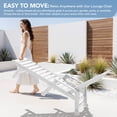 thumbnail image 6 of LOYALICE Adjustable Wheeled HDPE Plastic Outdoor Patio Lounge Chair set of 2, W/ Cup Holder,78.3"x25.1"x16.3", White, 6 of 11
