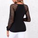 thumbnail image 4 of Blusa informal de manga larga con estampado de encaje y cuello redondo para mujer con cremallera Pompotops  gfhjh18941, 4 of 6