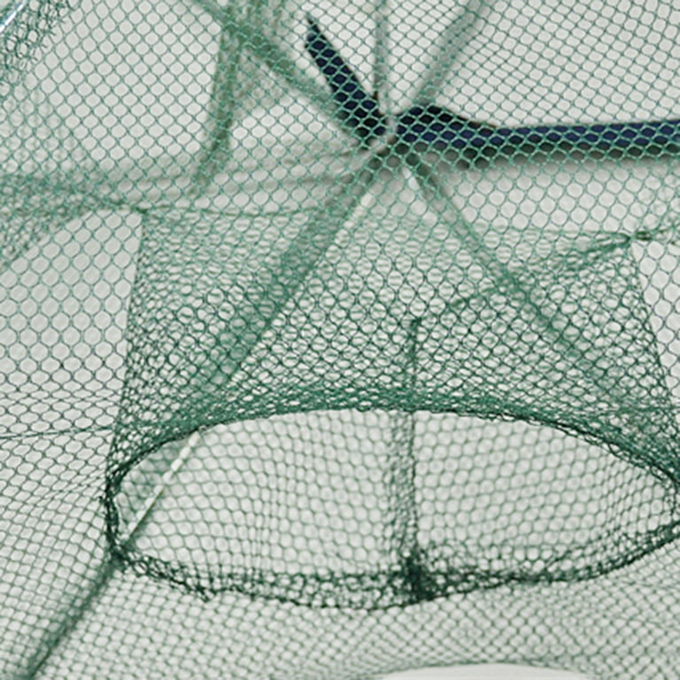 UDIYO 6/12 Holes Foldable Nylon Automatic Fishing Net Shrimp Cage Fish Trap  Basket 
