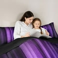 thumbnail image 5 of Homewish Laser Line Full Size Comforter Sets,Modern Geometric Artwork Bedding Comforter Set,Gradient Purple Black Bedding Sets For Men Women,Microfiber Bedroom Decor Reversible,3 Pieces, 5 of 8