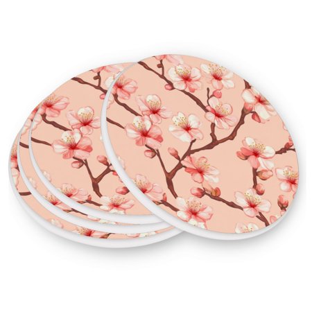 

Round Coasters Modern Style Ceramic Coaster Waterproof and Durable Drink Coaster Coasters set of 4 Customizable Coasters 1pc Beautiful Sakura Pattern