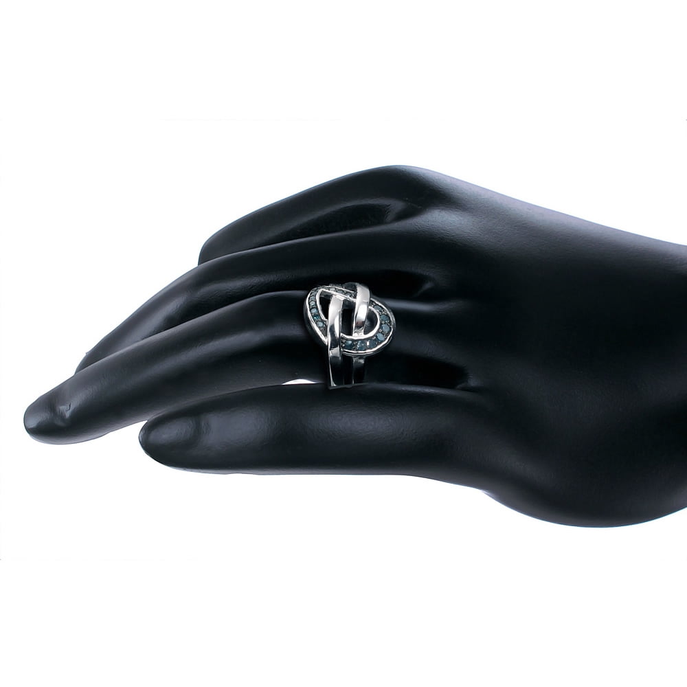 Vir Jewels 1/5 CTTW Blue Diamond Leaf Ring .925 Sterling Silver with Rhodium Plating Size 7