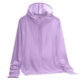 thumbnail image 3 of THDHVS Hoodies for Women,Women's Summer Fall Solid Color Breathable Hooded Sunscreen Clothing Purple 2XL, 3 of 4