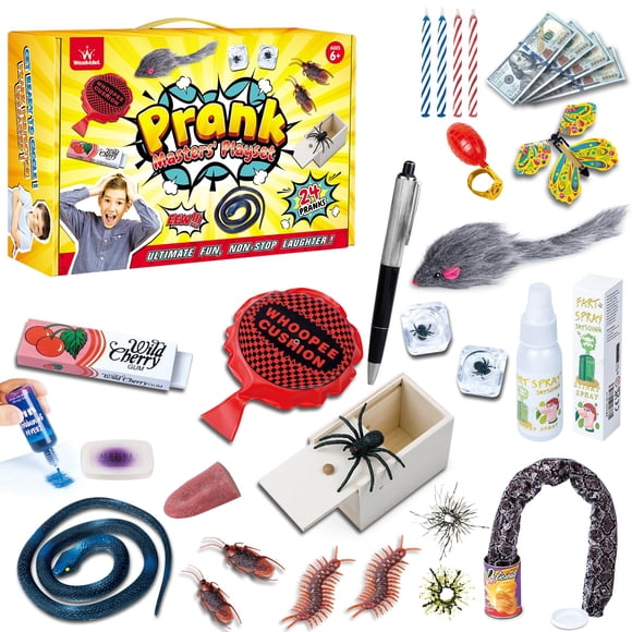 Set de juguetes de broma con 35 bromas para niños y adultos con bolsa de almacenamiento