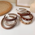 thumbnail image 4 of Diadema con estampado de leopardo para mujer, diadema de 2cm de ancho, diadema de Color sólido de PU, accesorios para el cabello, paquete de 6 Adepaton Moños y Diademas Infantiles, 4 of 5